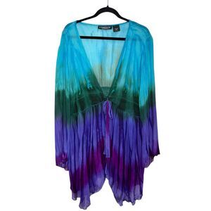 The Pyramid Collection Women’s XL Kimono Top Colorful Flowy Fairycore Whimsigoth